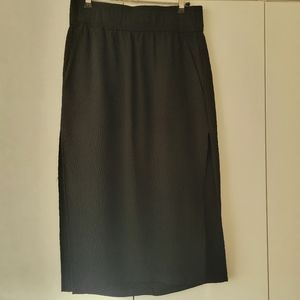Helmut Lang Black Midi Split Skirt
